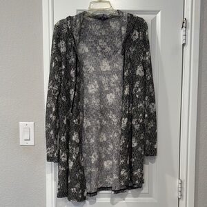 Women's Black and Gray Hooded Sweater